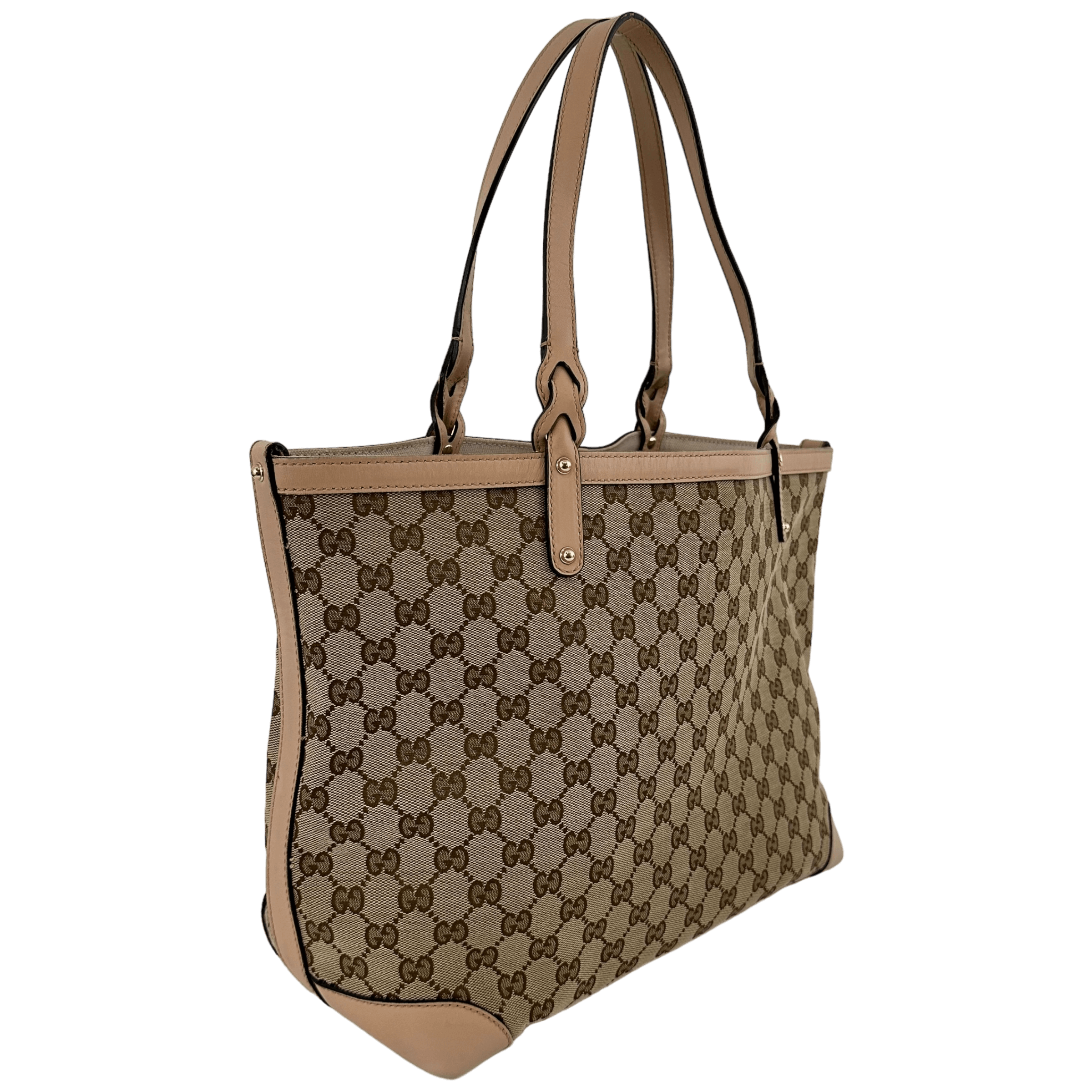 Beige GG Web Tote