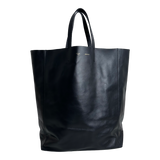 Black Leather Horizontal Cabas Tote