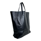 Black Leather Horizontal Cabas Tote