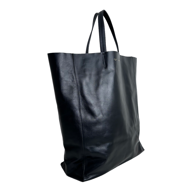 Black Leather Horizontal Cabas Tote