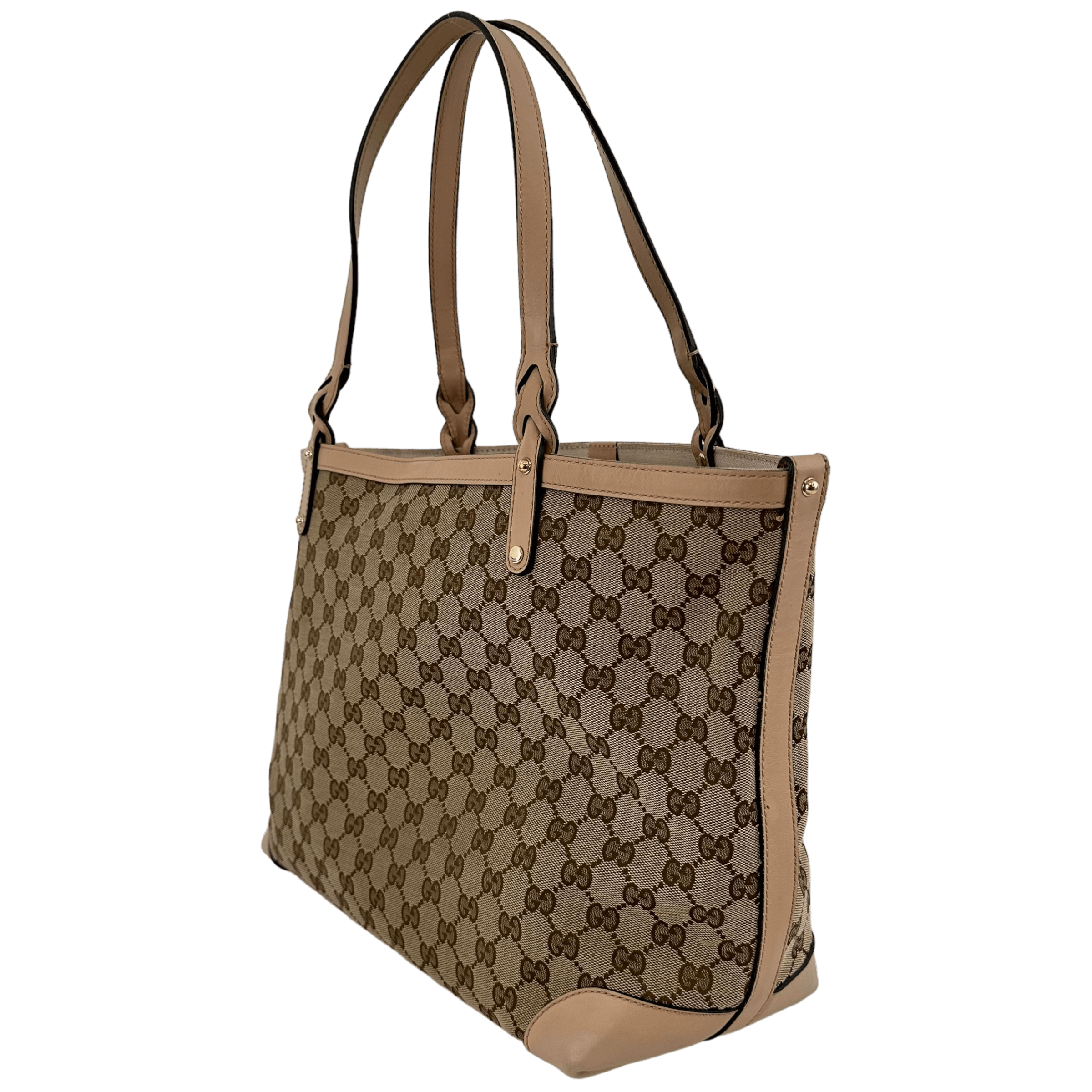 Beige GG Web Tote