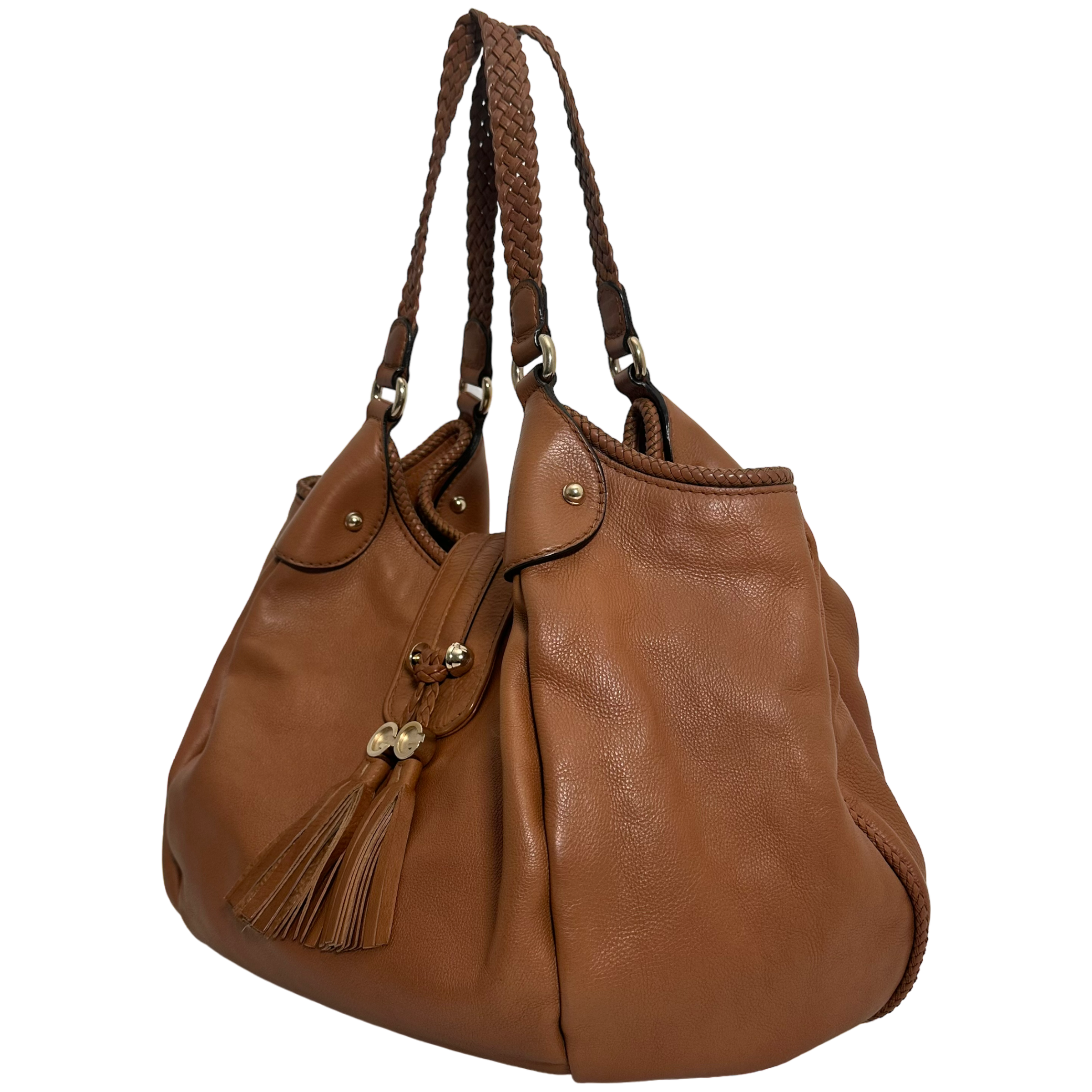 Caramel Braided Hobo Bag