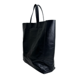 Black Leather Horizontal Cabas Tote