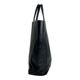 Black Leather Horizontal Cabas Tote
