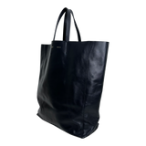 Black Leather Horizontal Cabas Tote