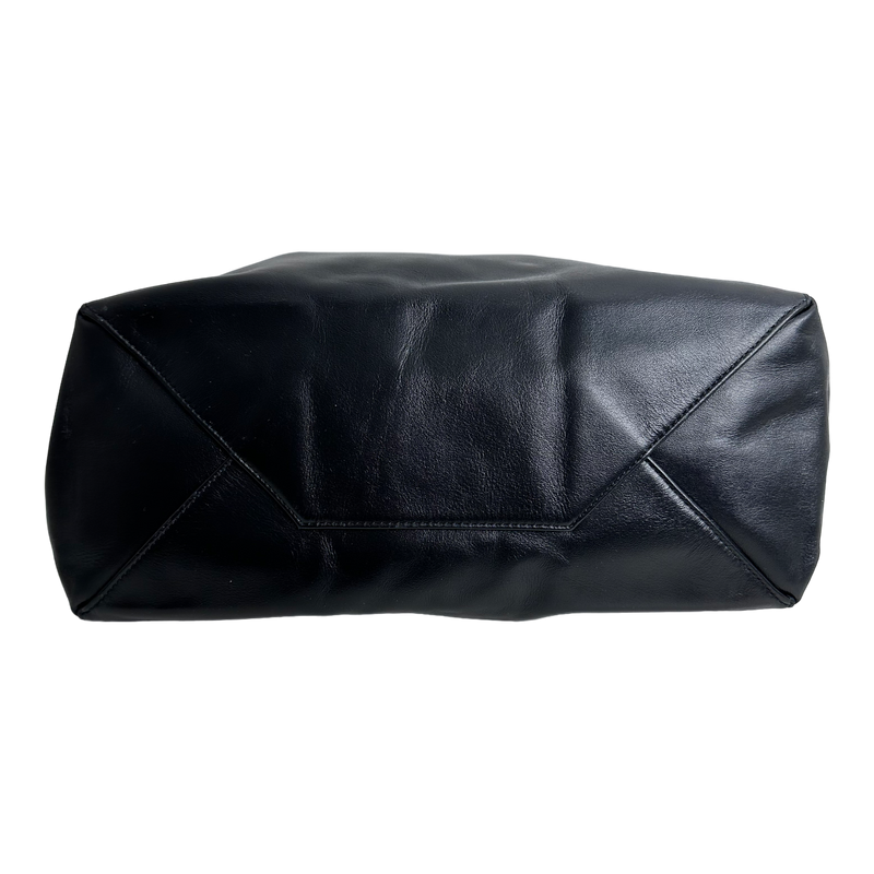 Black Leather Horizontal Cabas Tote