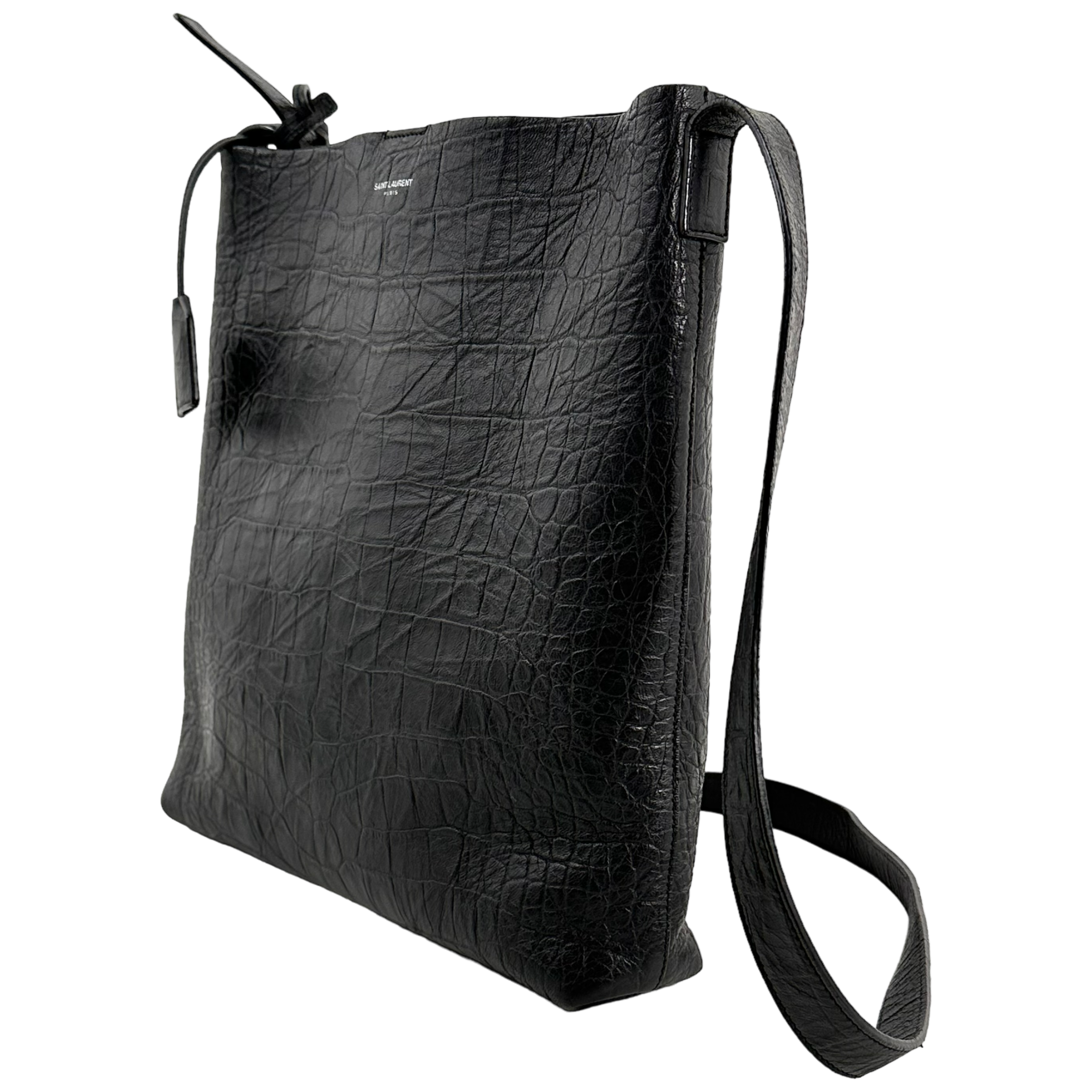 Black Crocodile Messenger Bag