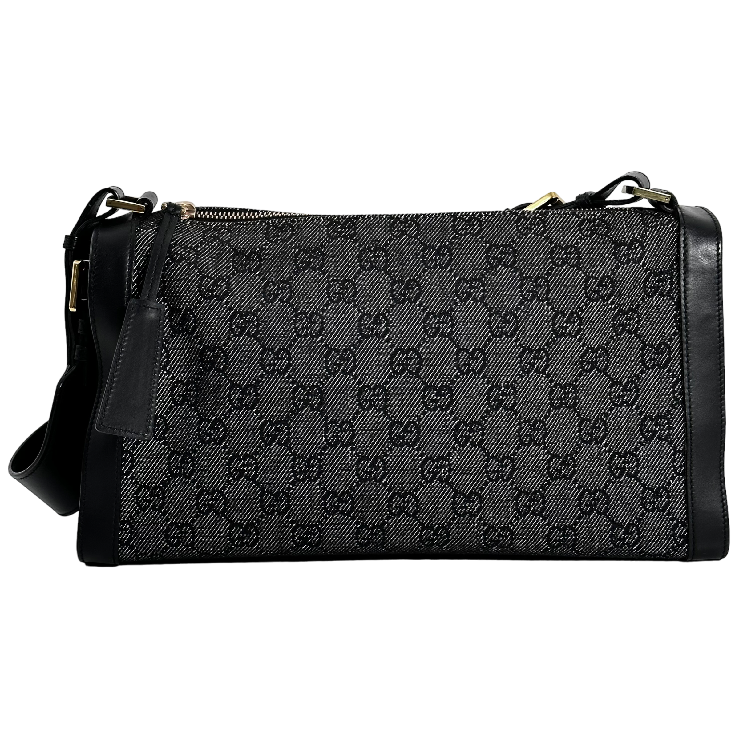 Black GG Denim Shoulder Bag