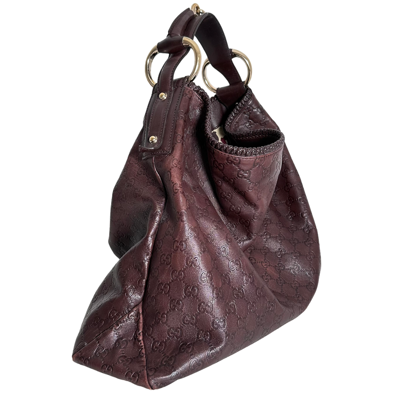 Brown GG Leather Hobo Bag