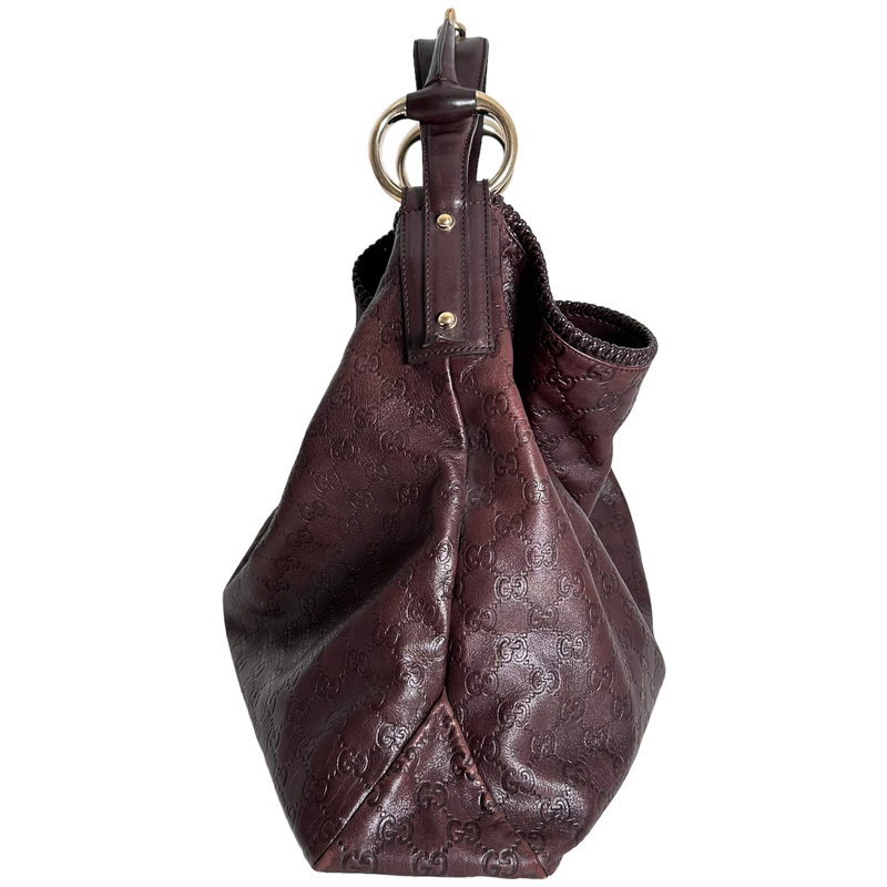Brown GG Leather Hobo Bag