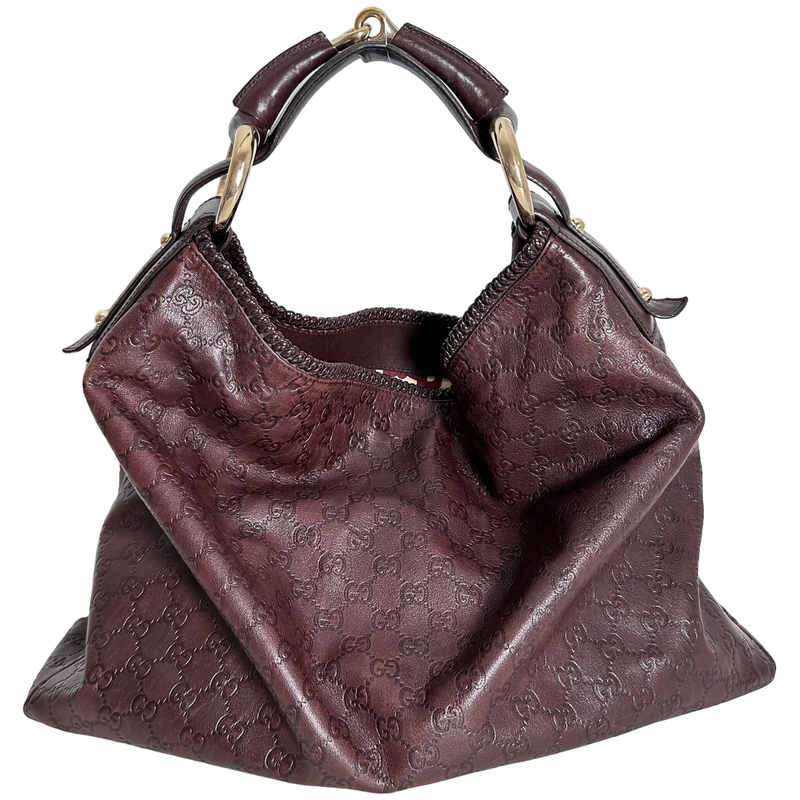 Brown GG Leather Hobo Bag