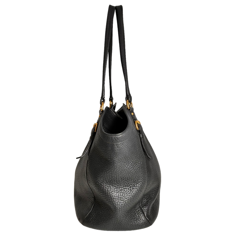Dark Charcoal Vitello Daino Hobo Tote