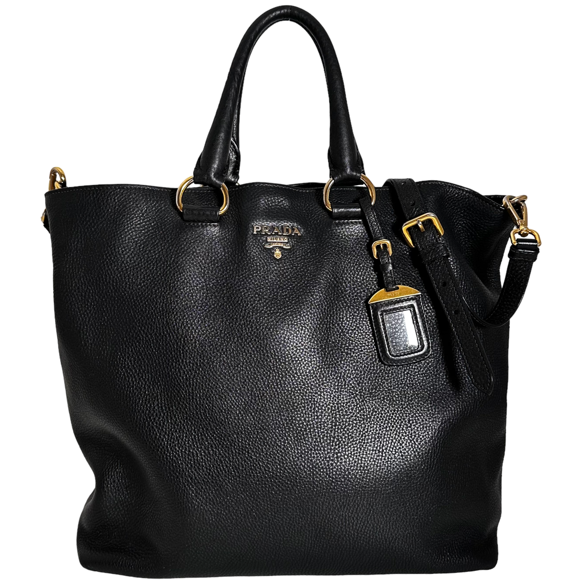 Black Vitello Leather Tote