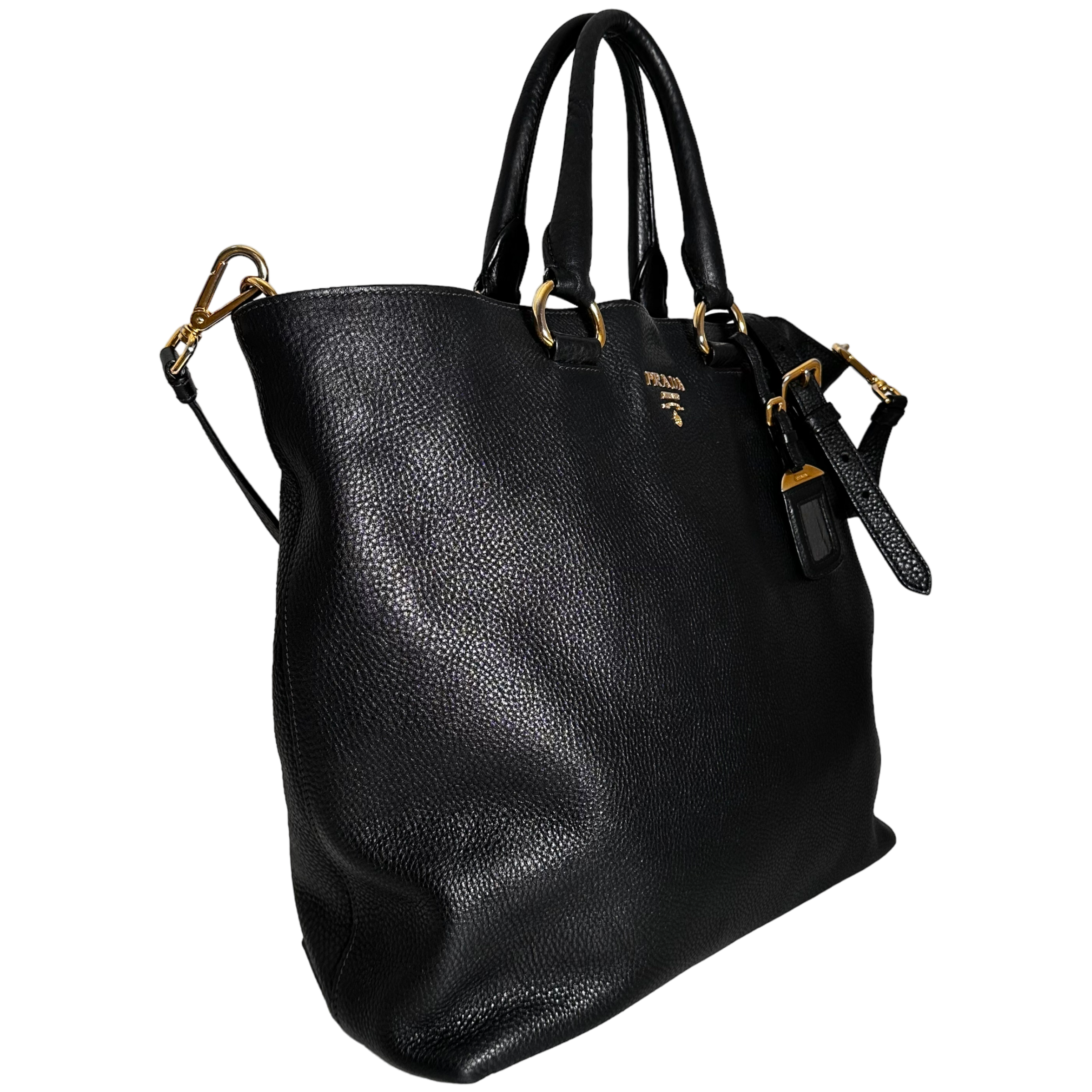 Black Vitello Leather Tote