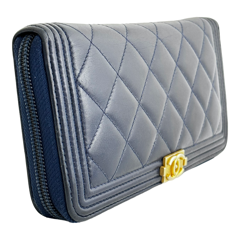 Navy Boy Zip Around Wallet