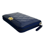 Navy Boy Zip Around Wallet