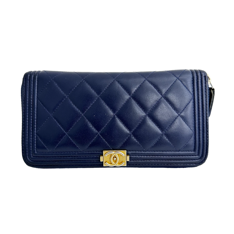 Navy Boy Zip Around Wallet