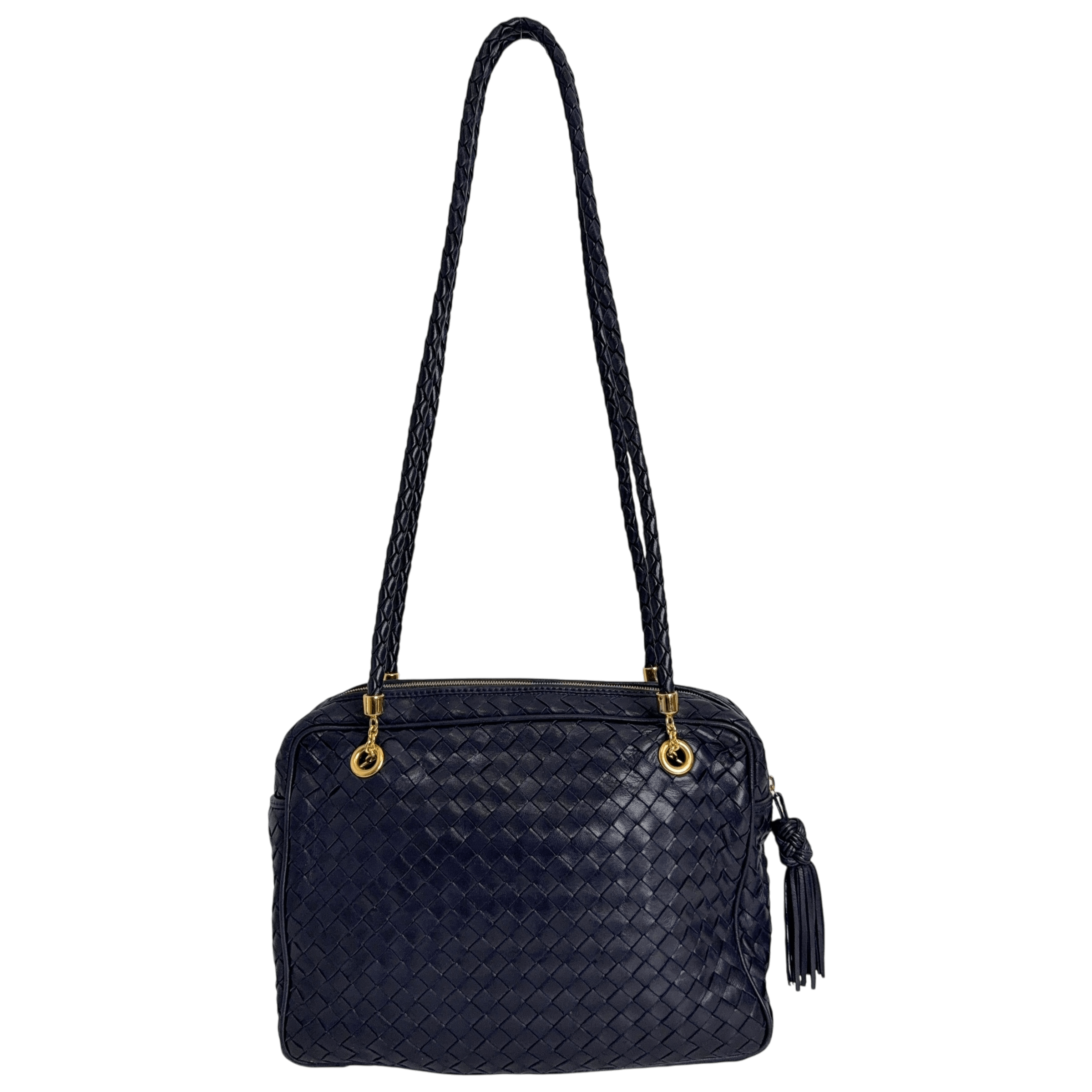 Navy Intrecciato Shoulder Bag