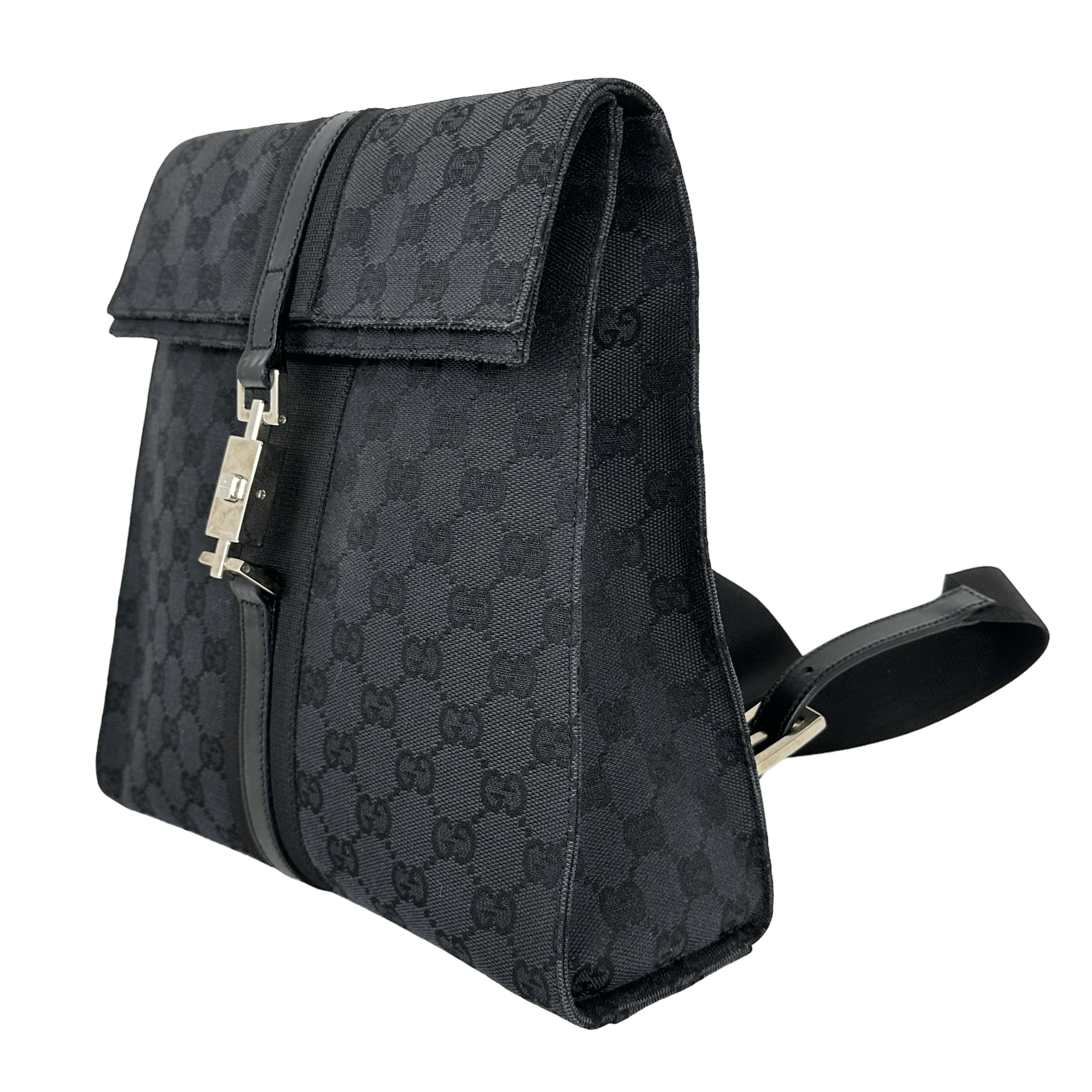 Black GG Web Backpack