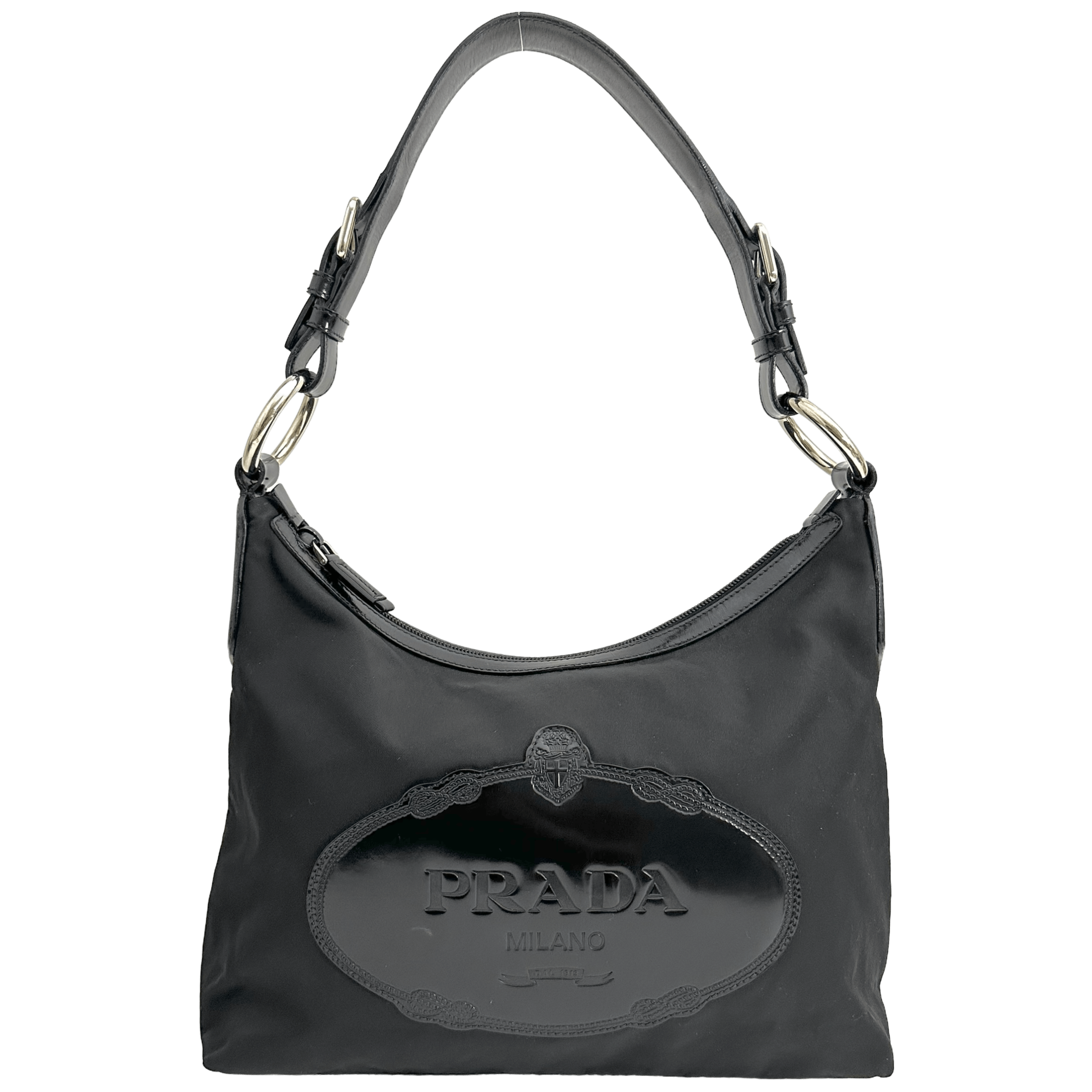 Black Tessuto Nylon Hobo Bag