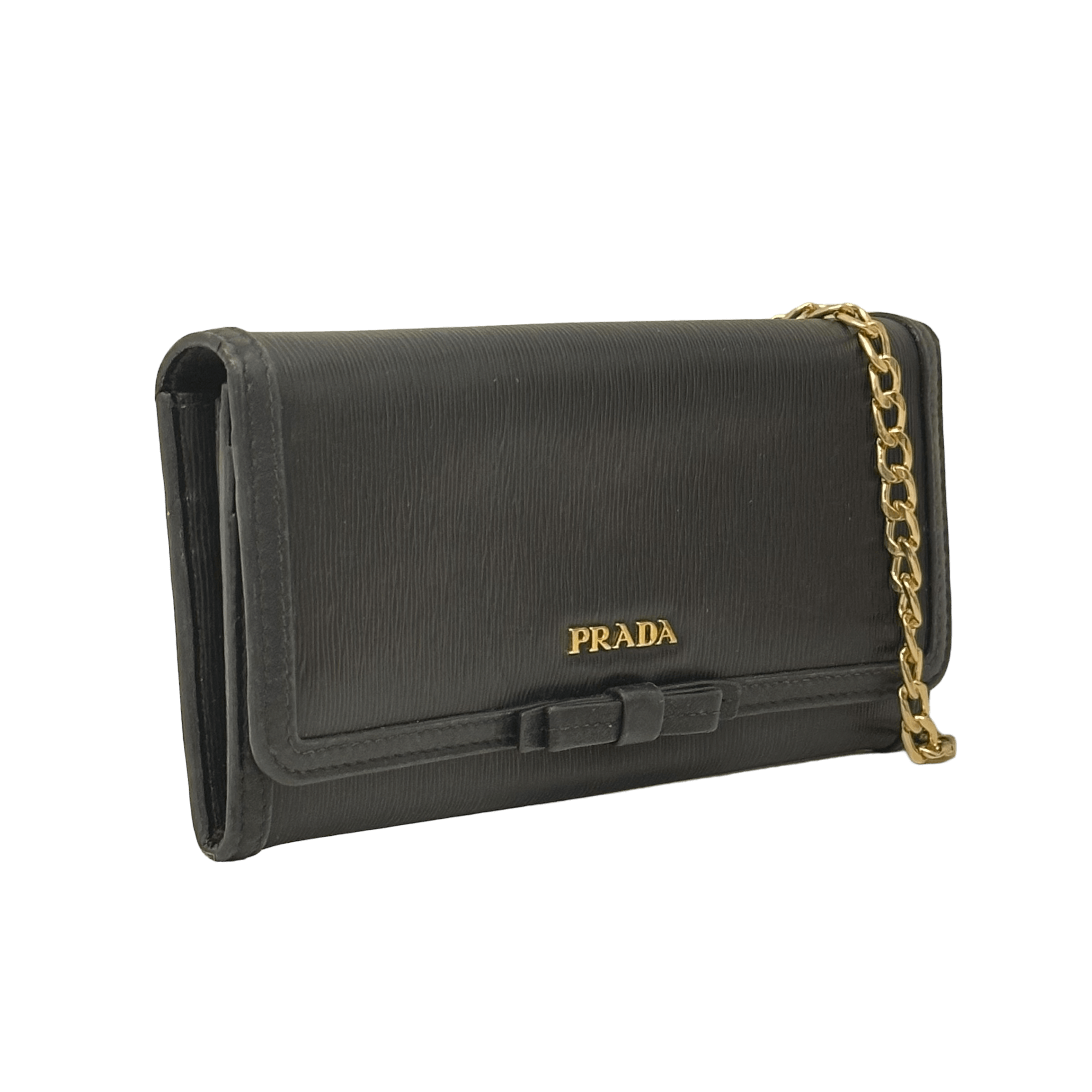 Saffiano Bow Wallet w/ Chain
