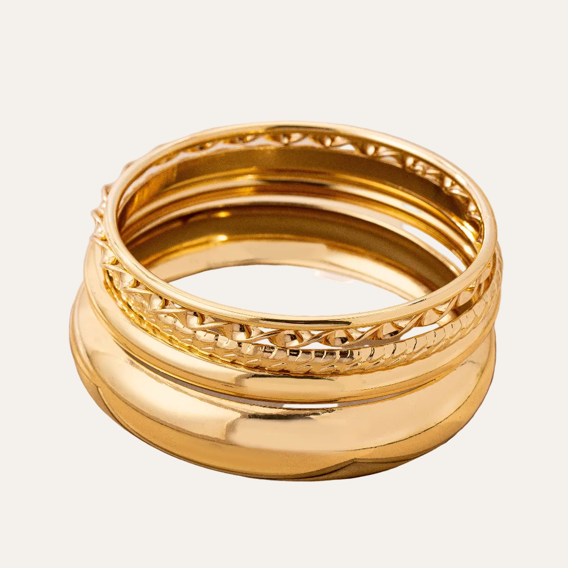 Gold Textured Bangle Set