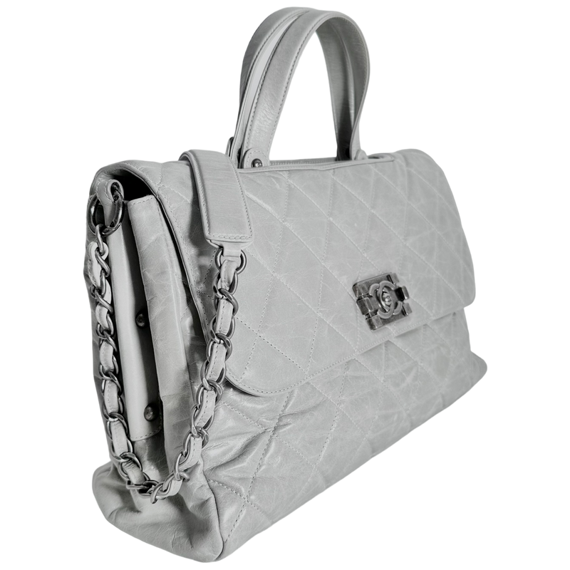 Grey Convertible Boy Aged Calfskin Tote