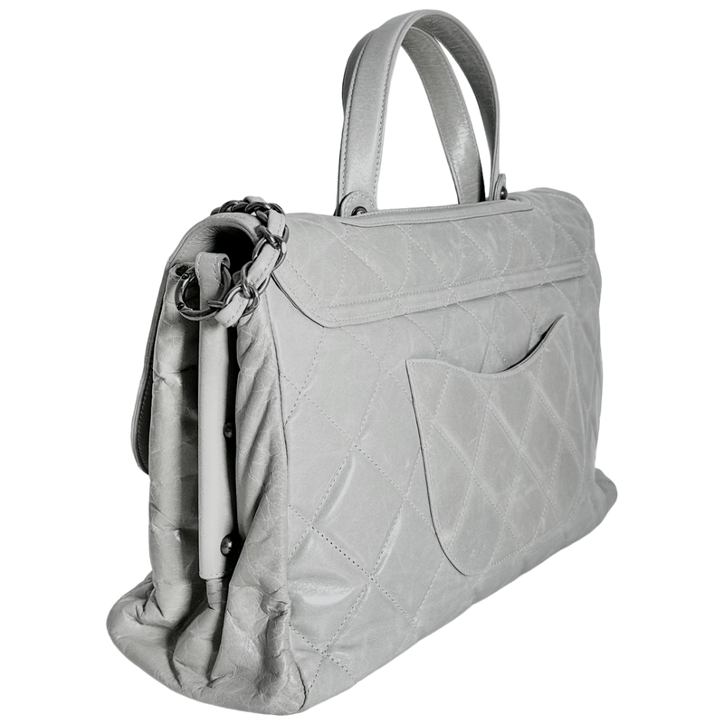 Grey Convertible Boy Aged Calfskin Tote