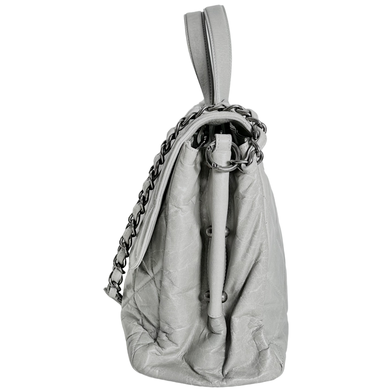 Grey Convertible Boy Aged Calfskin Tote