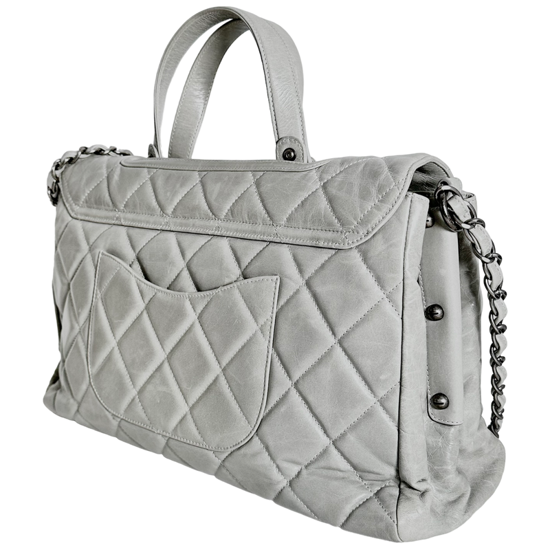 Grey Convertible Boy Aged Calfskin Tote