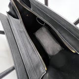 Black Micro Luggage Tote in Smooth Calfskin