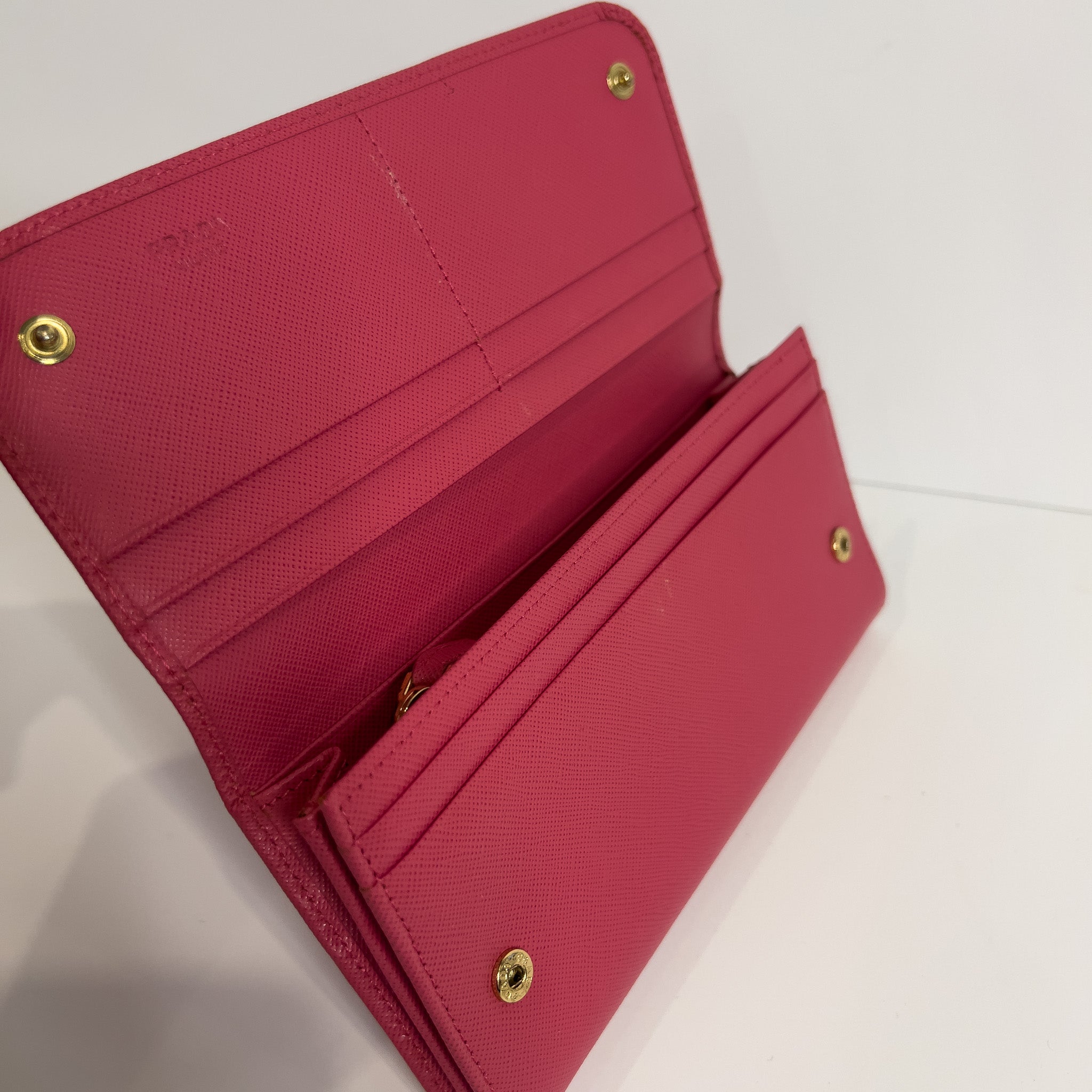 Pink Saffiano Wallet with Chain