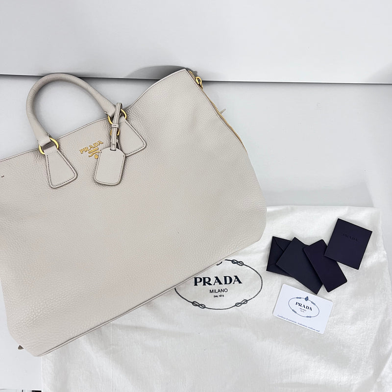 White Vitello Daino Tote