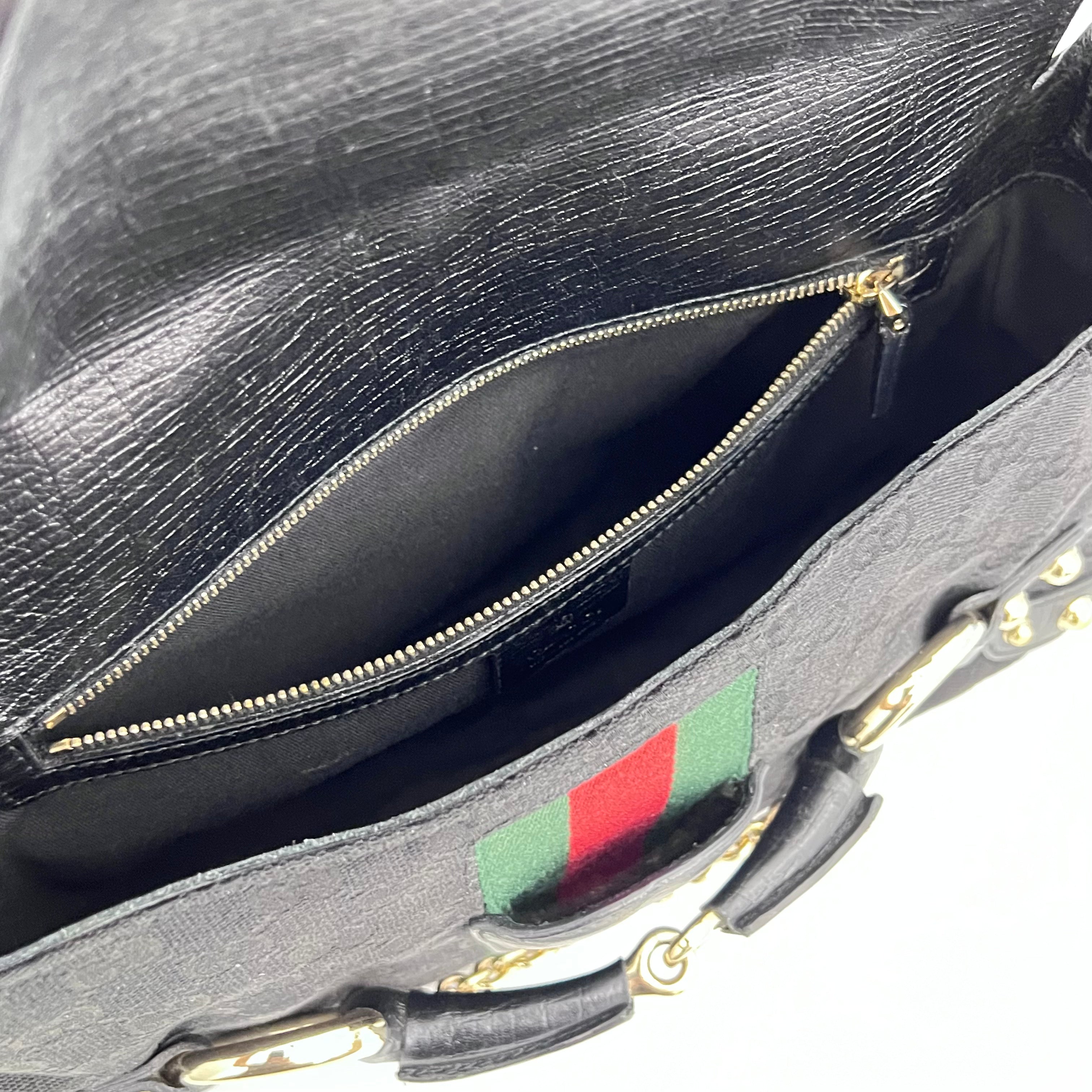 Black Horsebit Shoulder Bag