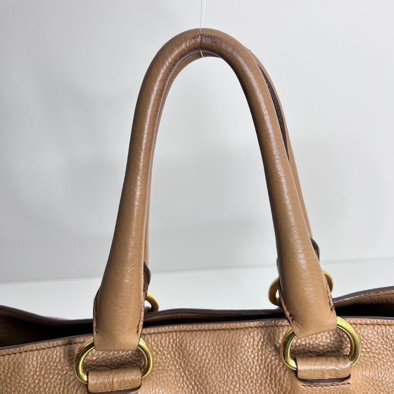 Caramel Vitello Daino Leather Tote