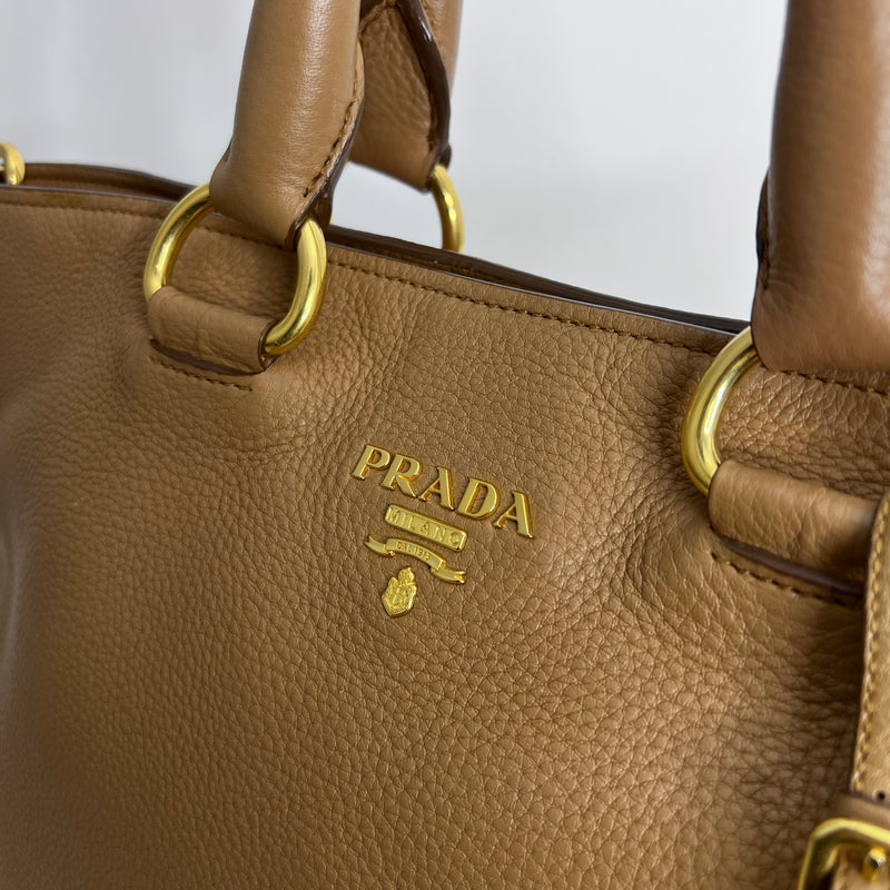 Caramel Vitello Daino Leather Tote