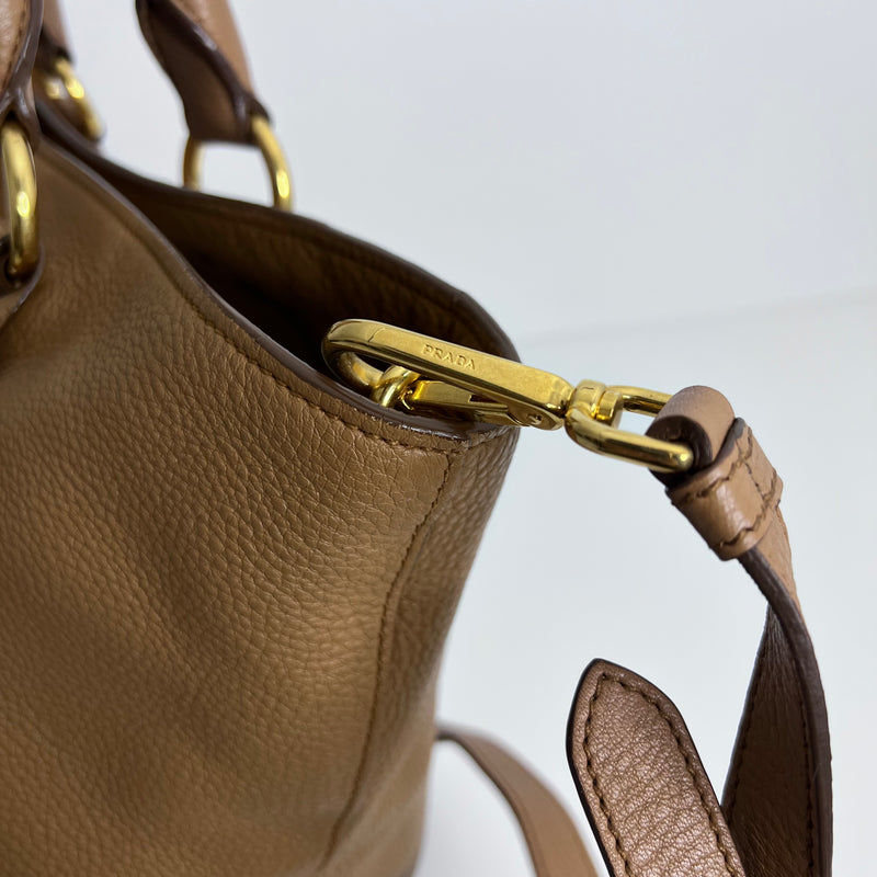 Caramel Vitello Daino Leather Tote