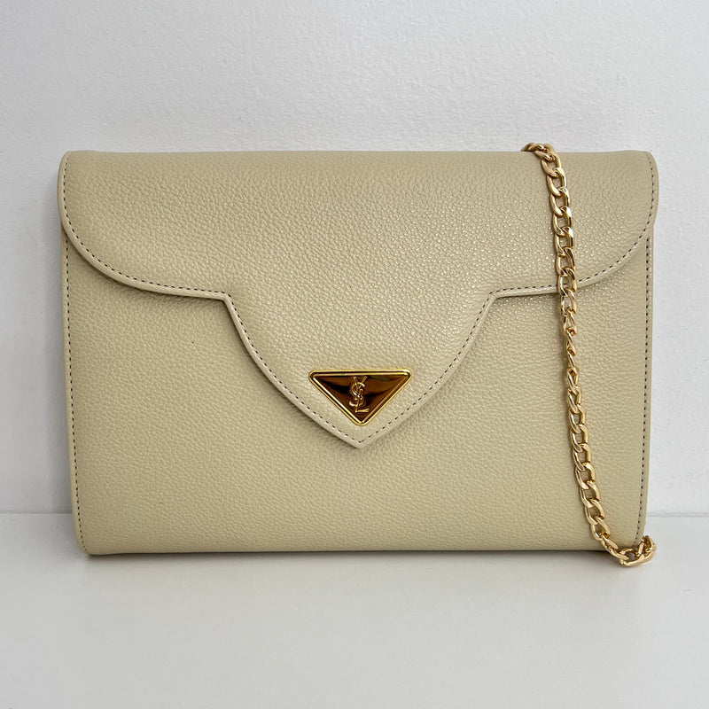 Cream Vintage Envelope Clutch