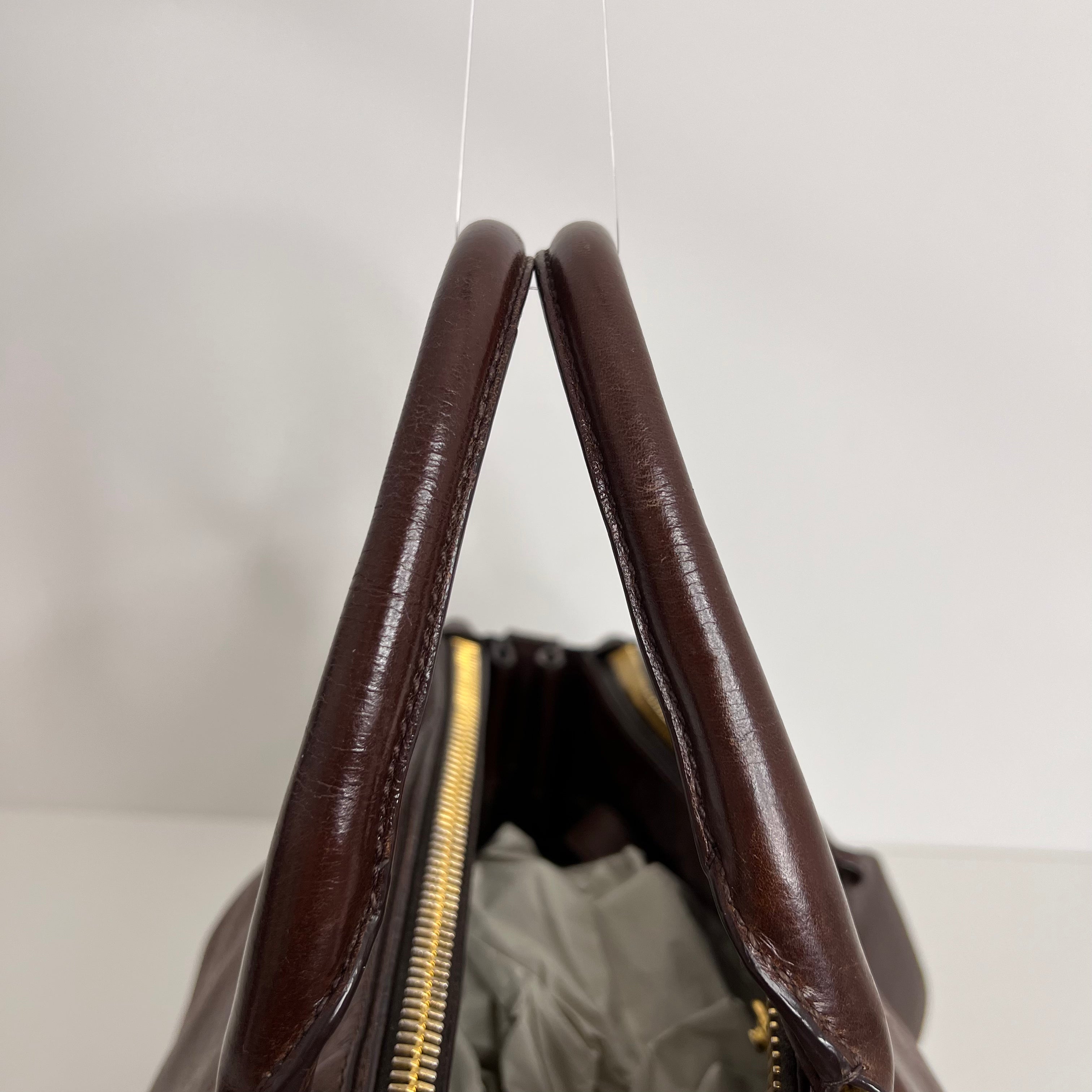 Brown Vitello Shine Handbag