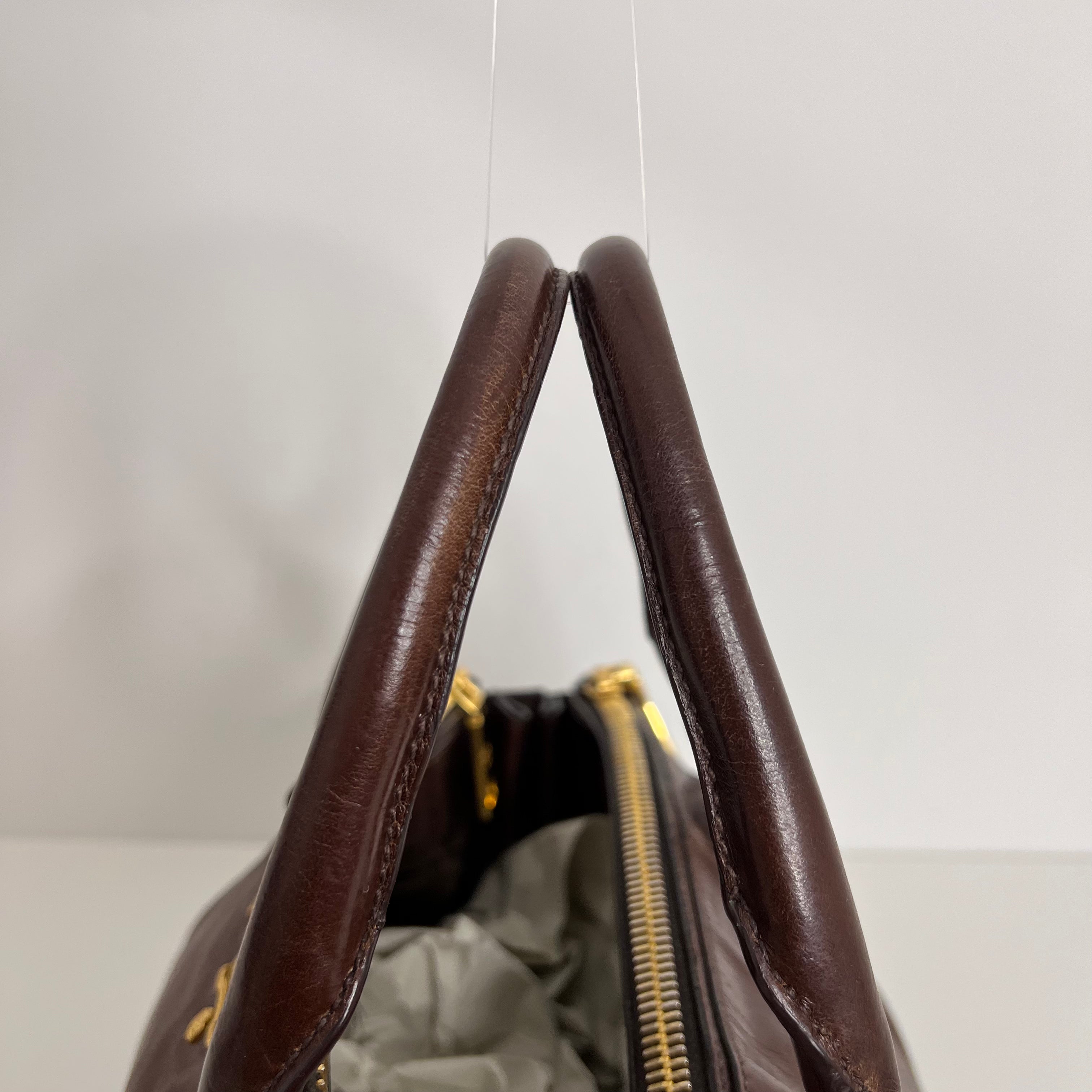 Brown Vitello Shine Handbag