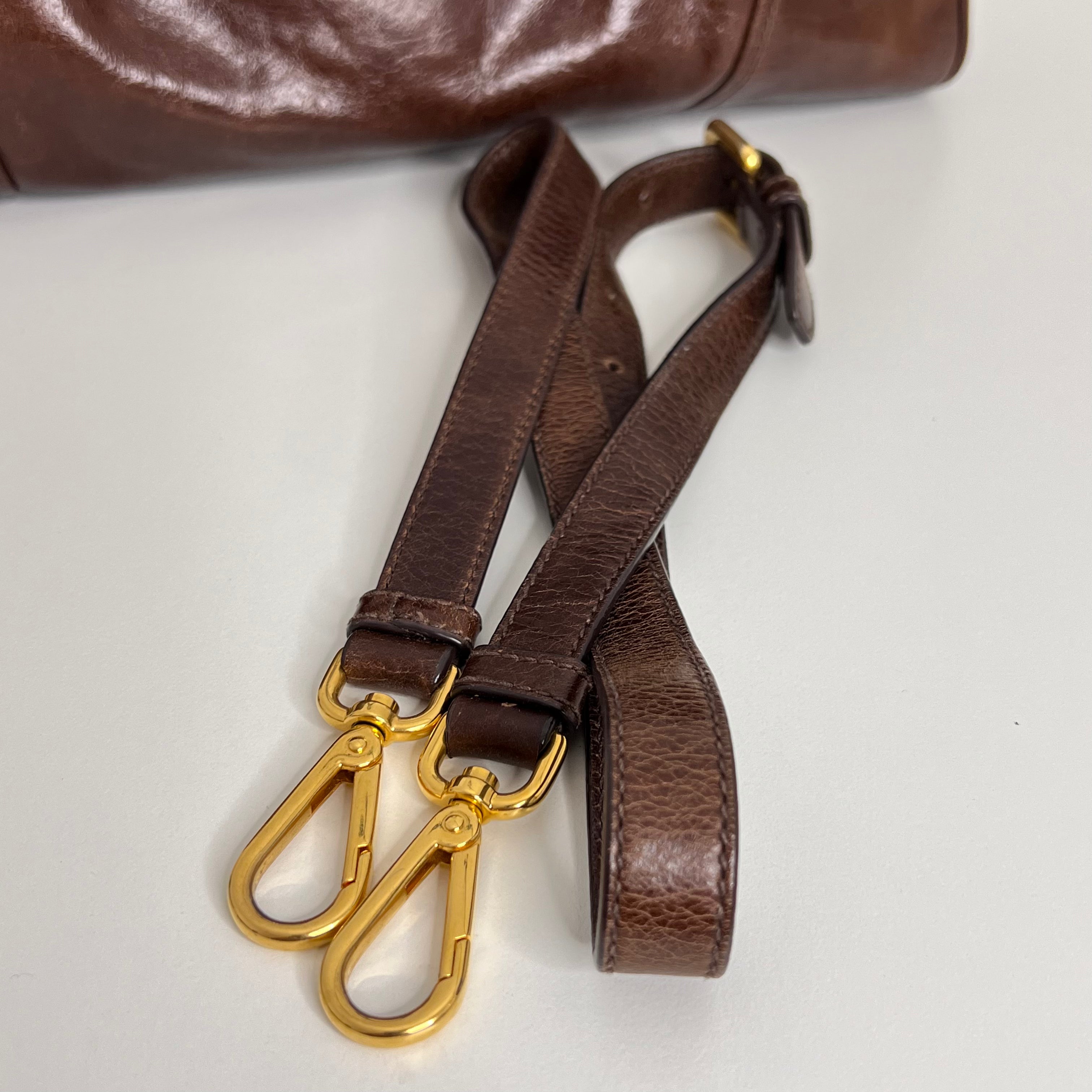 Brown Vitello Shine Handbag