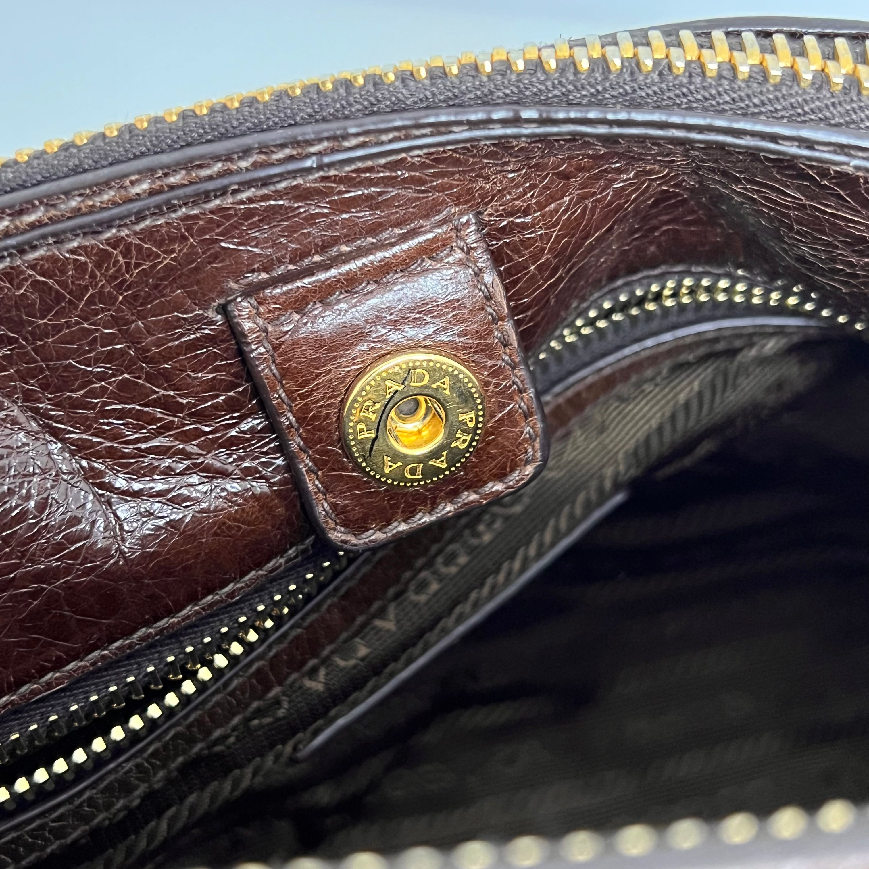 Brown Vitello Shine Handbag