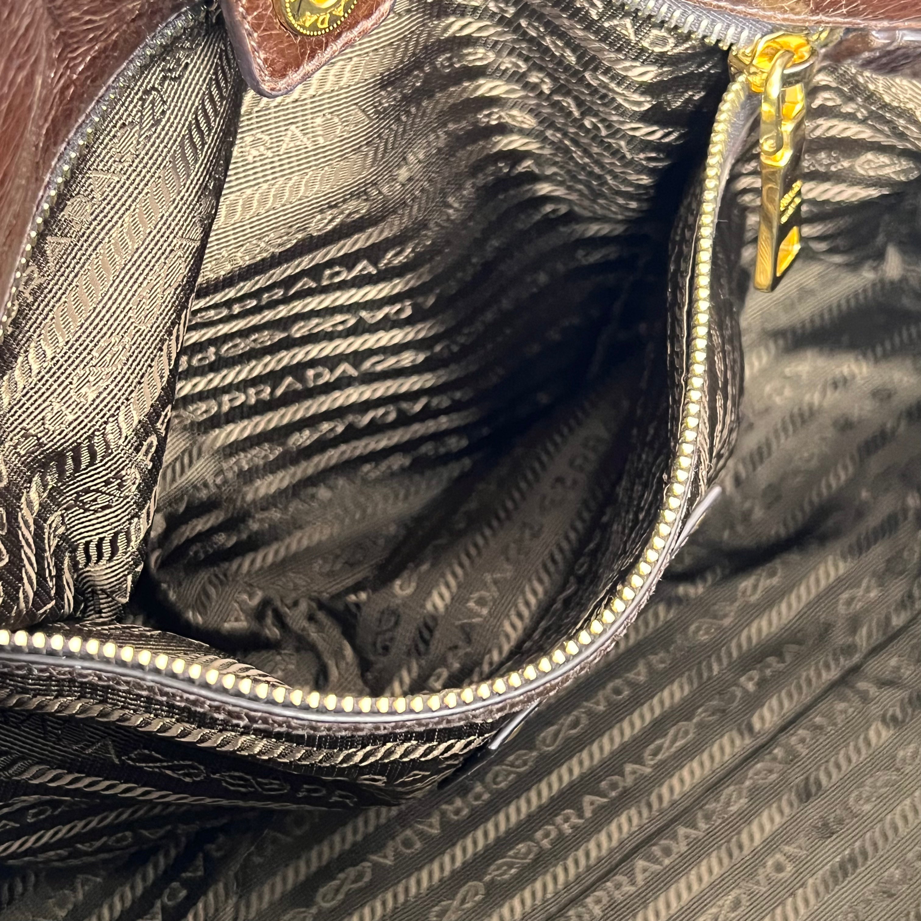 Brown Vitello Shine Handbag