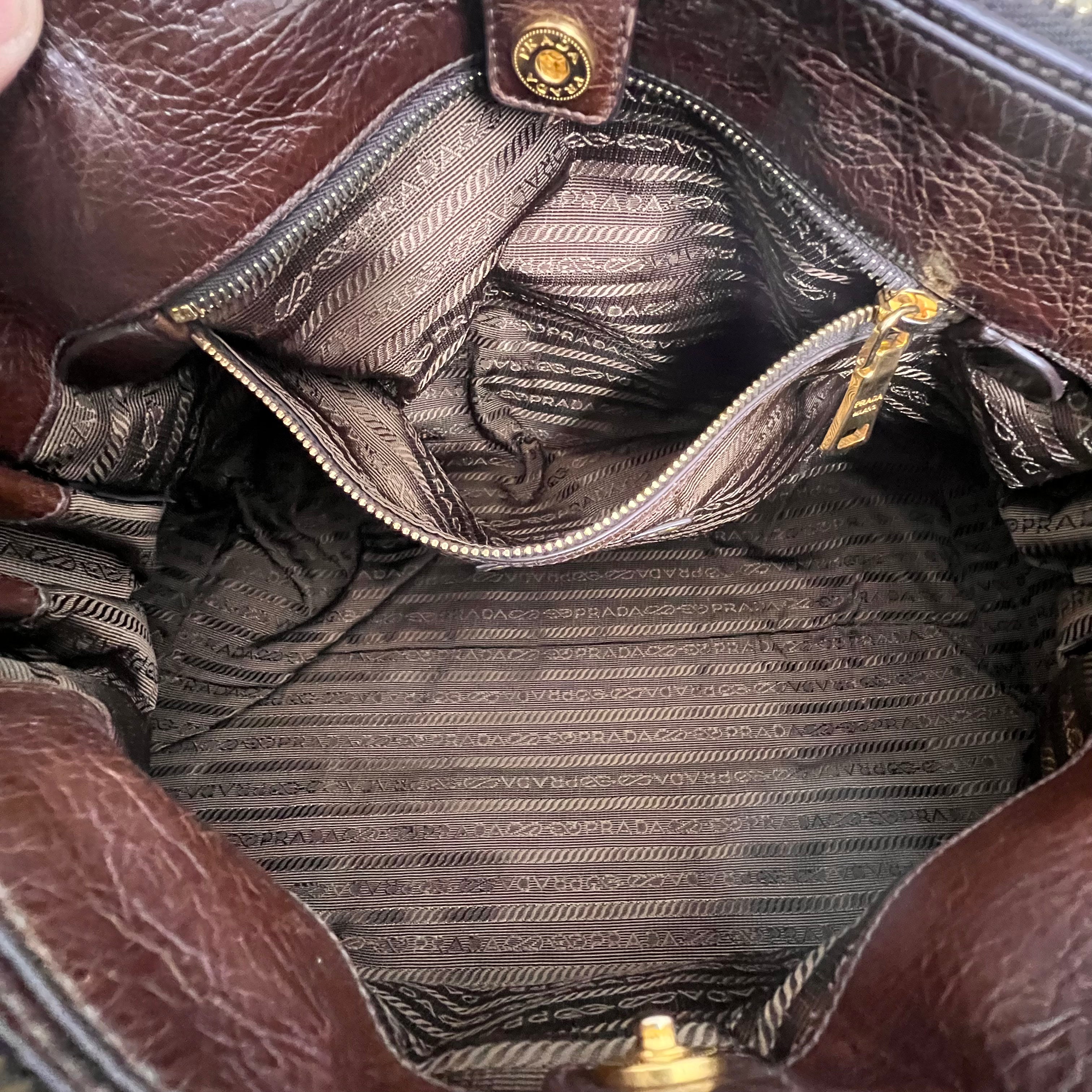 Brown Vitello Shine Handbag