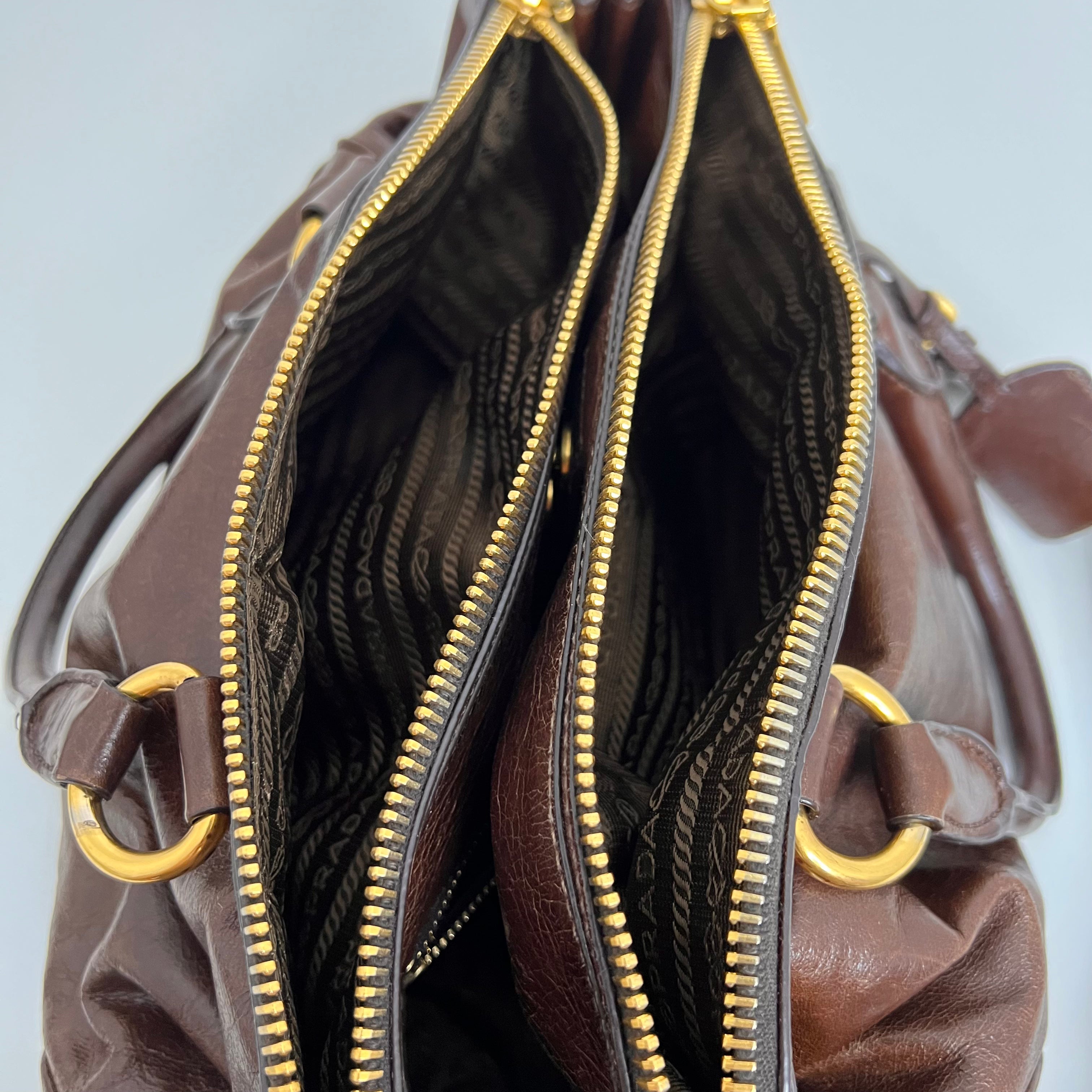 Brown Vitello Shine Handbag
