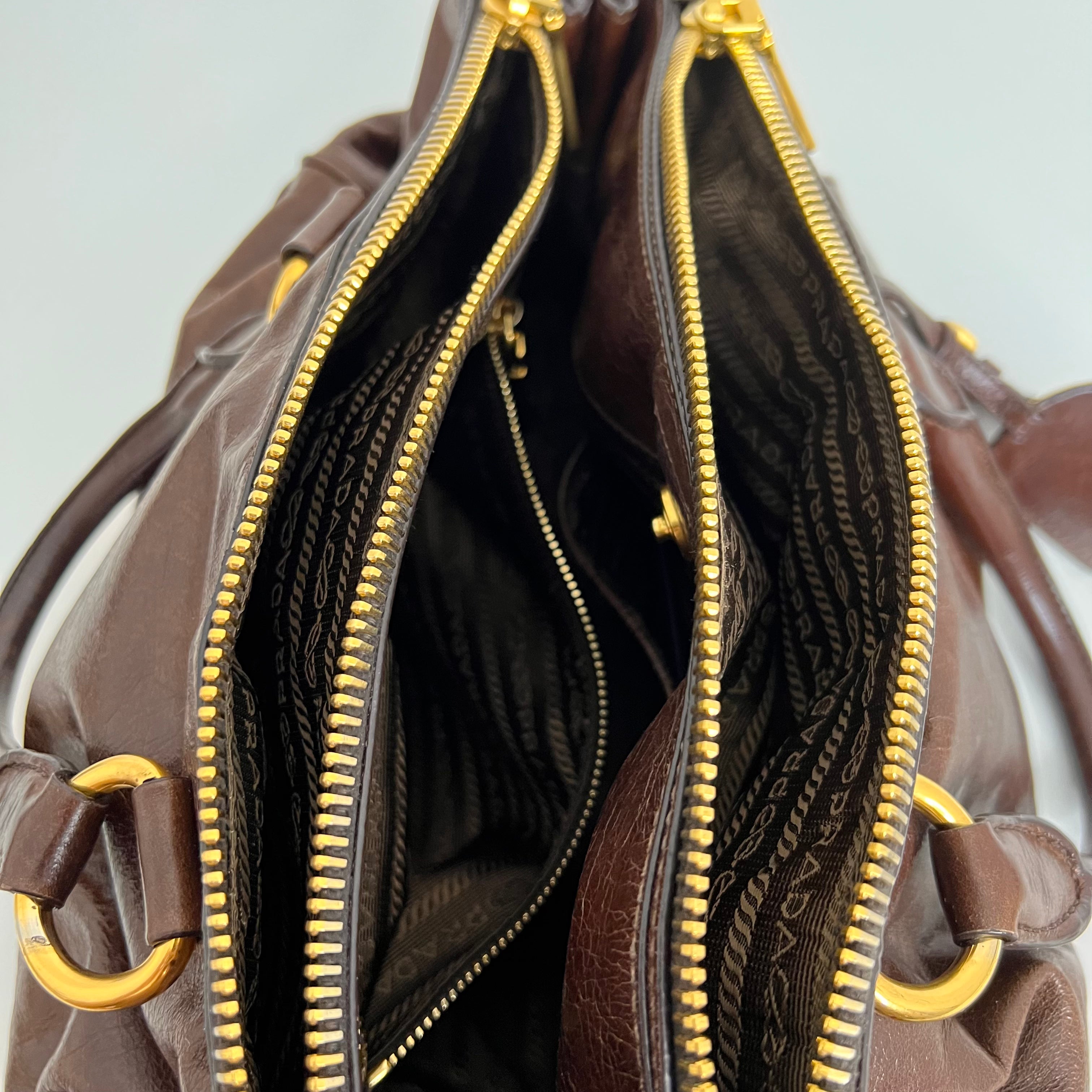 Brown Vitello Shine Handbag