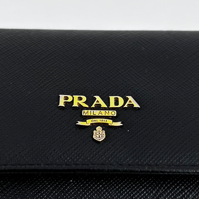 Black Saffiano Wallet with Gold Chain