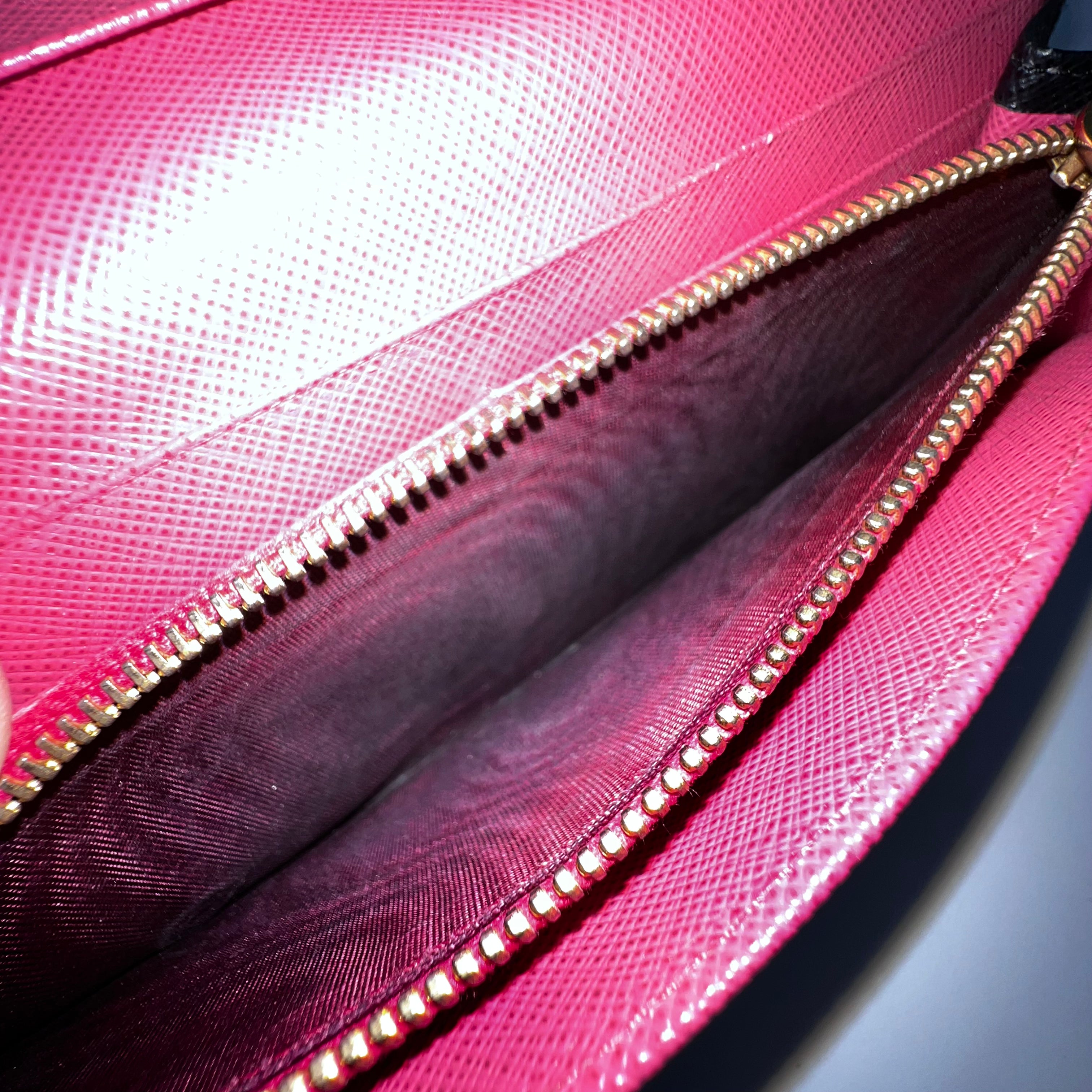 Black Saffiano Wallet with Gold Chain