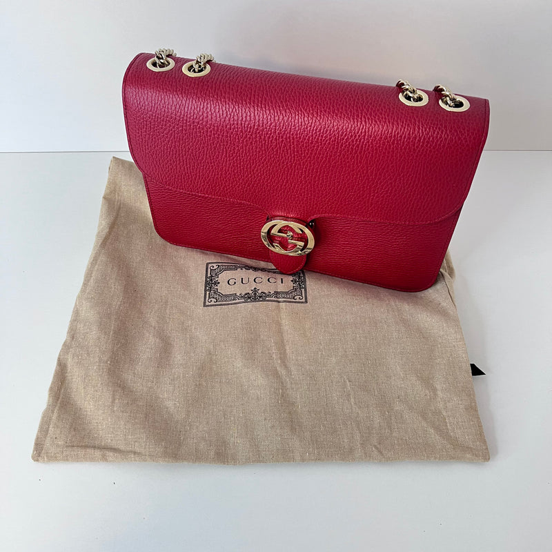 Red Interlocking GG Shoulder Bag