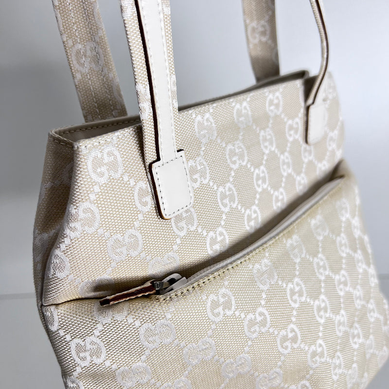 Ivory White Canvas Mini Tote